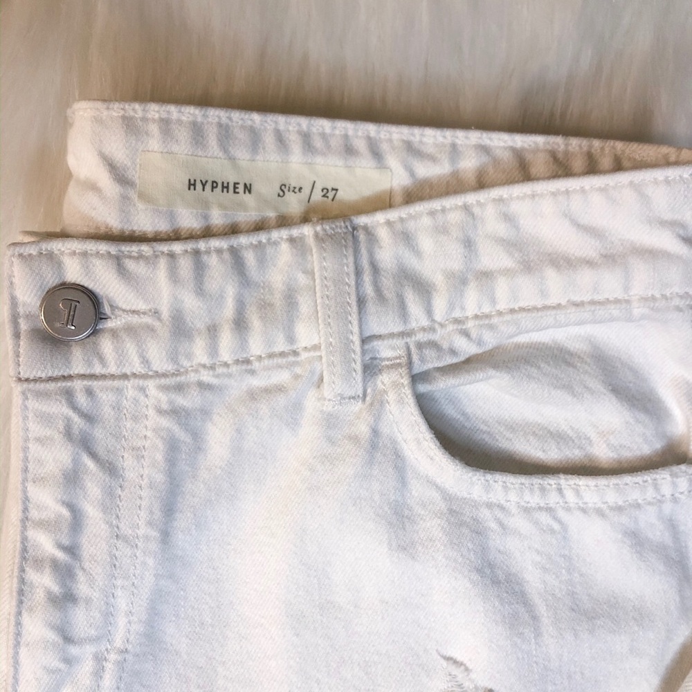 Anthropologie Hyphen Frayed White Jeans - Picture 5 of 6